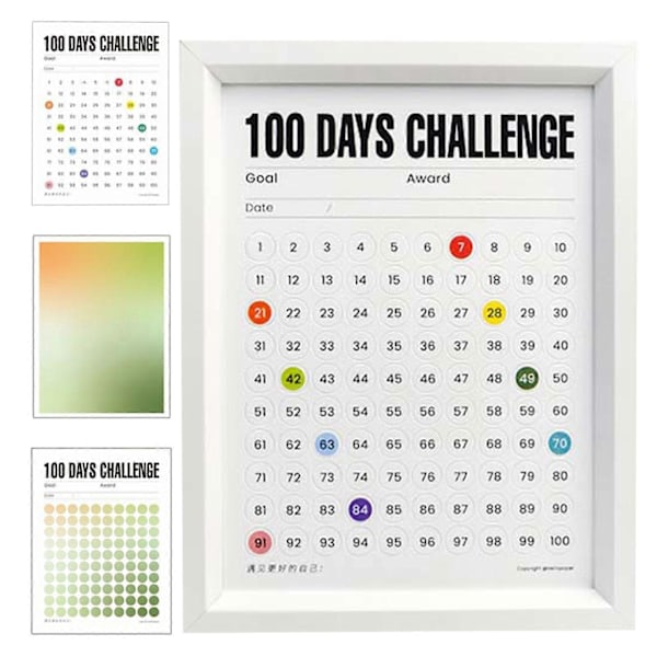 100 Päivän Alaslaskentakalenteri Työpöydälle, Henkilökohtainen Painettu Valokuvakehyksen Boho Luokkahuoneen Sisustus White Photo Frame Orange Green