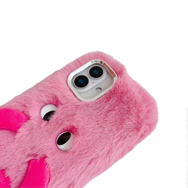 Fluffy telefoncover med lange ben og udtryksfulde øjne til iPhone 16 - Sort