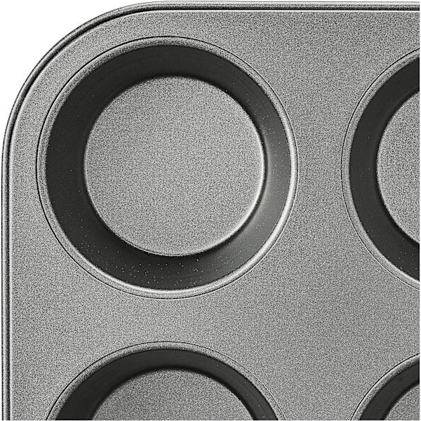 Basics Nonstick Rundt Kulstofstål Muffinform, 2-pak, Grå