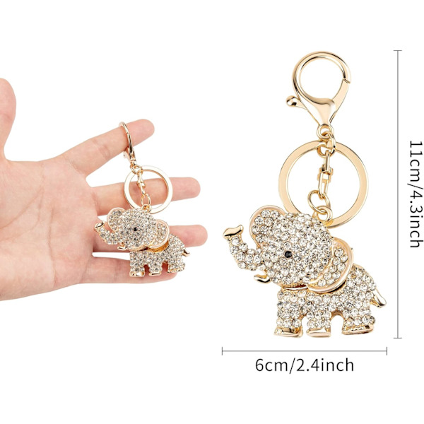 Lyckliga Elefant Nyckelringar Opal Rhinestone Nyckelringar Dam Plånbok Berlock Kristall Nyckelring Dam Väskhänge Guld
