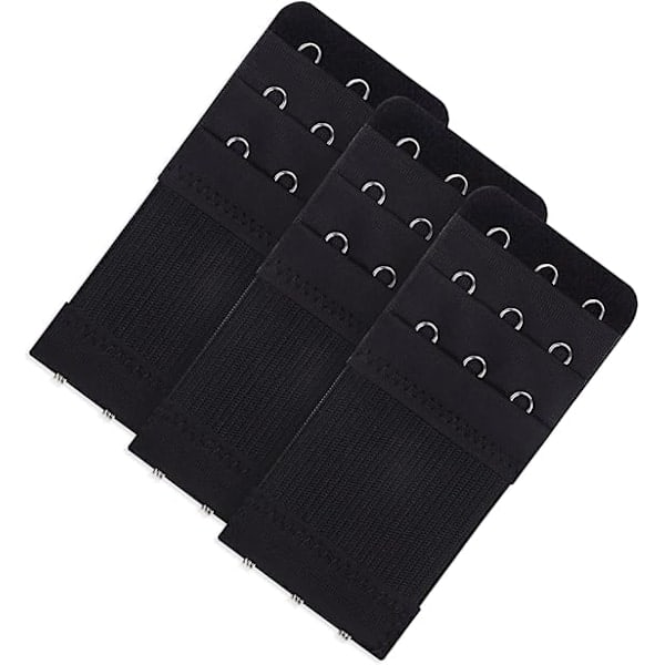 3-pack BH-förlängare för kvinnor 3 krokar 3 rader elastiska BH-förlängare elastiska BH-bandskrokar