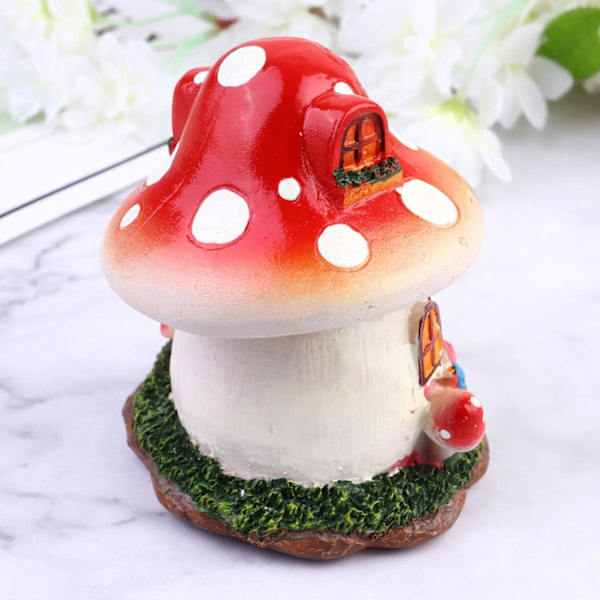 Miniatyr svamp prydnad terrarium tillbehör svamp hus miniatyr svamp hus statyer tillbehör för terrarium dekor glas prydnader Red