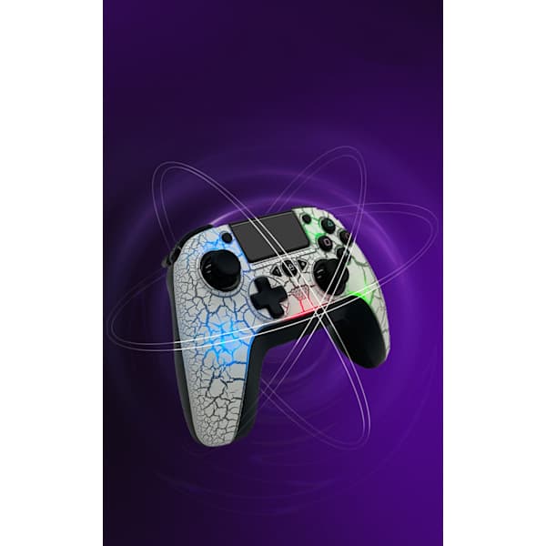 Tedbox Trådløs Controller til Ps4, med Unikt Revne Design/Programmerbar Bagside/Dobbelt Vibration, Kompatibel med Ps4/PC/iOS