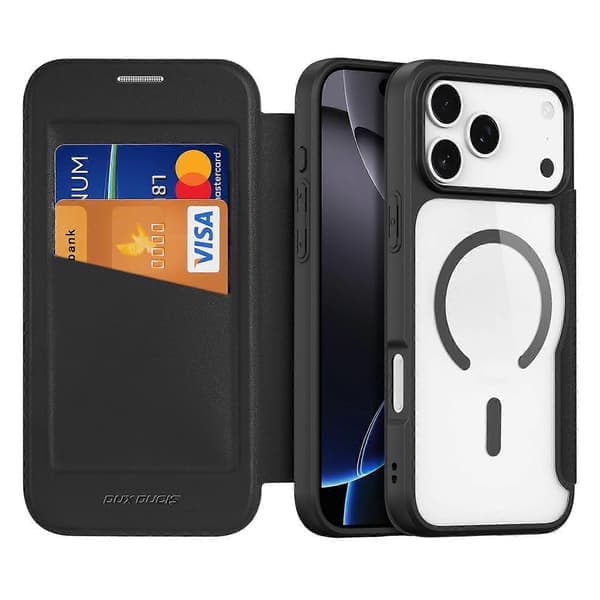 Läderfodral för iPhone 17 Pro DUX DUCIS Skin X Pro Series Flipfodral kompatibelt med MagSafe