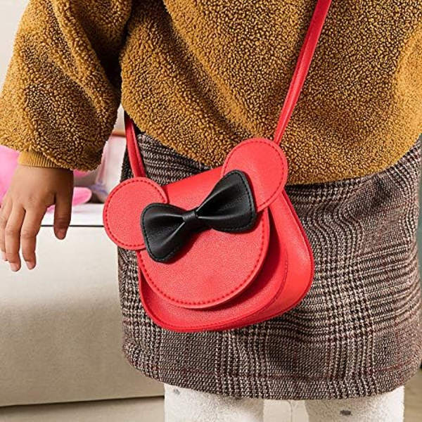 Liten museøre sløyfe crossbody veske, PU skulderhåndveske for barn jenter småbarn