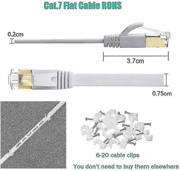 Cat7 Ethernet -kaapeli 30m Luokka 7 Litteä Rj45 Nopea 10gbps Internet - XC