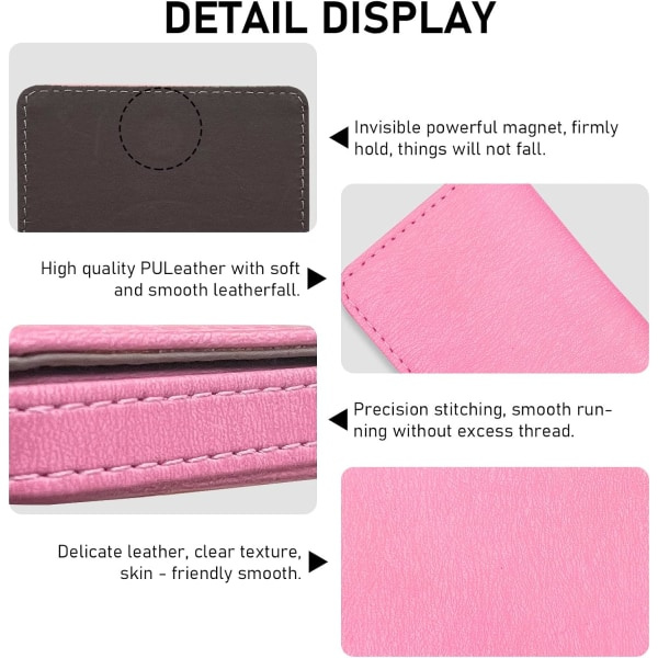 Läder visitkortsfodral med magnetiskt lås Pink