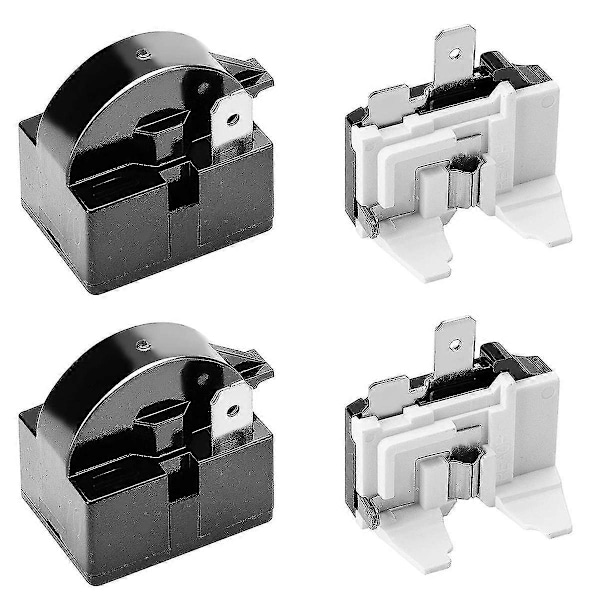 Kylskåpskompressorrelä och överbelastningssats 5 set, qp2-4r7 4,7 ohm 1 stift PTC startreläer och 6750c-0005p skydd
