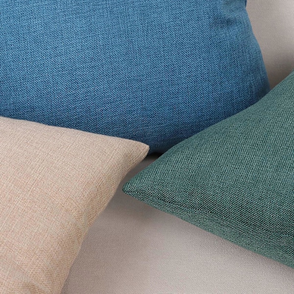 Putevar i lin-look for hjemmet, dekorative, til sofa, soverom, bil, med glidelås Green 40*40cm