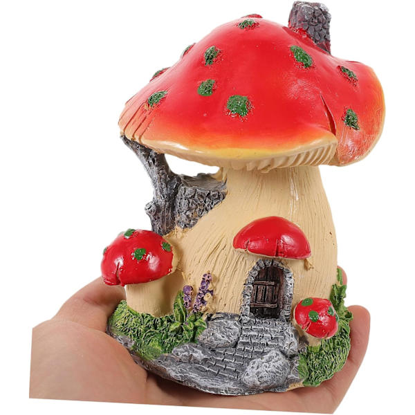 Miniatyr svamp prydnad terrarium tillbehör svamp hus miniatyr svamp hus statyer tillbehör för terrarium dekor glas prydnader Red and Yellow Edge