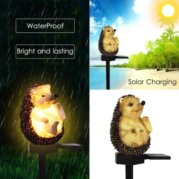 Solcellelampe med pinnsvin Hagebelysning