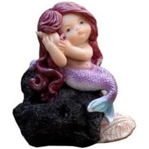 Miniature Have Statue af Havfrue - Drømme Havfrue Listening Mermaid on Reef