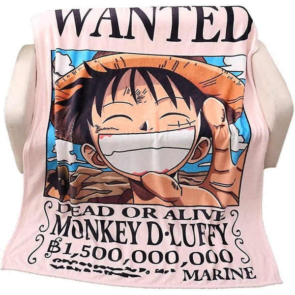 Sweet&rro17 Anime One Piece Luffy Wanted Snuggle Teppe, Flanell Fluffy Teppe, Cozy Living Teppe/sofa Teppe/reiseteppe