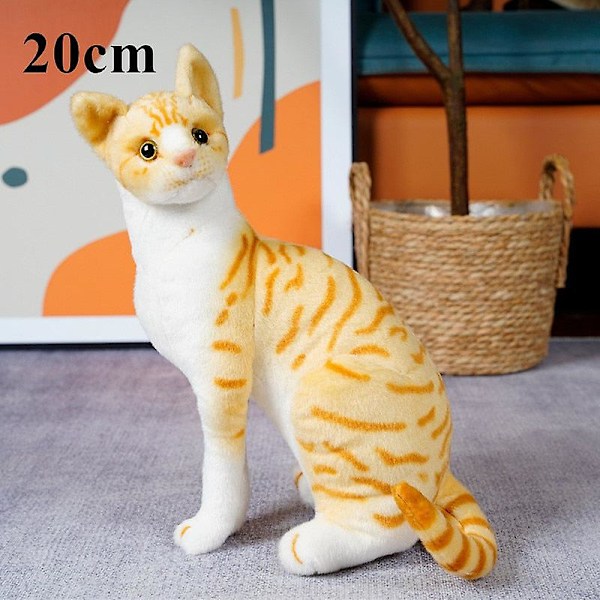 4 Farger 31cm INS Som Ekte Liggende Katt Plysjdukke Fylt Rene Farger Grå Hvit Gul Kattunge Leke Kjæledyr Dyr Barn Gave 20cm sit orange