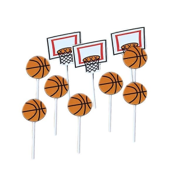 24 basketbollar och korgar för födelsedagstårtdekoration