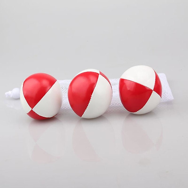 3 st Jugglingboll Set Panel Läder Professionell Jugglingboll för Nybörjare Barn Vuxen Red and White