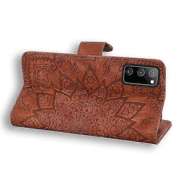 Pung etui til Samsung Galaxy S20 FE Premium PU læder flip cover Mandala Brown