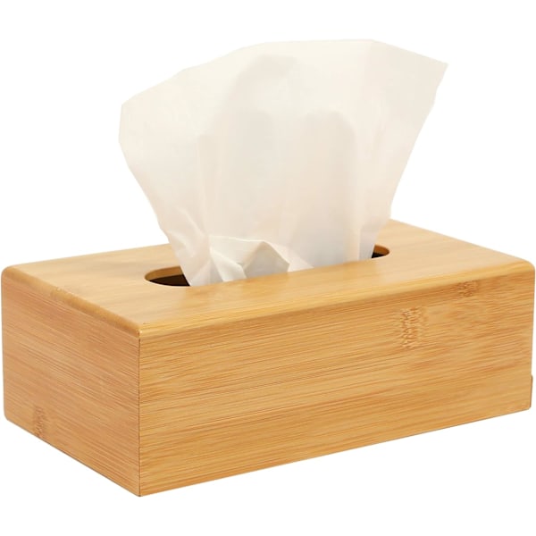 Rektangulär servettbehållare i bambu | Servetthållare | Servettdispenser | Servettlock | Servetter ingår ej | H8,5 x B25 x D14 cm |