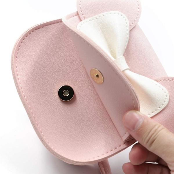 Liten museøre sløyfe crossbody veske, PU skulderhåndveske for barn jenter småbarn