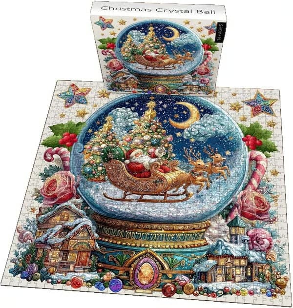Julekalender 2026 - Sneboldpuslespil (1000 brikker) - Julekalenderpuslespil - 24 dage tilbage - 50x50 cm