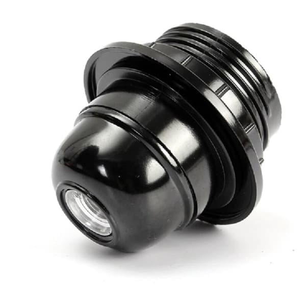 Sort E27 skruefatning - 6x E27 lampeholder med plastring - E27 pærefatning - E27 pæreholder til loft- og pendellamper - E2