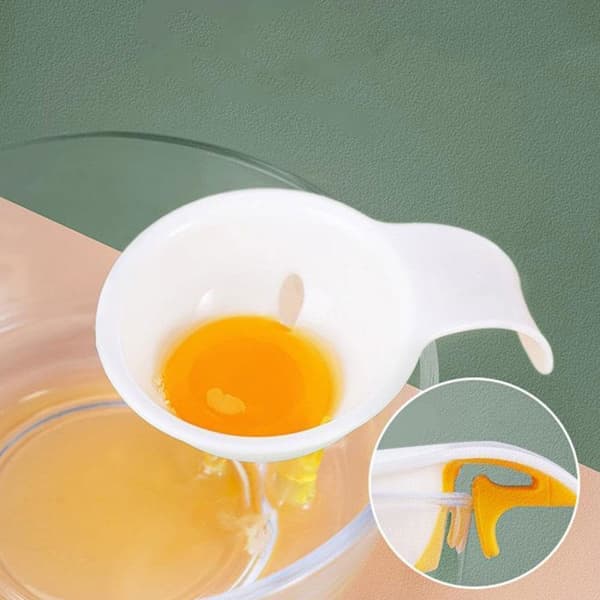 1 stk eggeplommeutskiller, Eggeutskiller for rå egg, Eggehvite- og plommeutskiller for baking av kaker, Plastikkegg