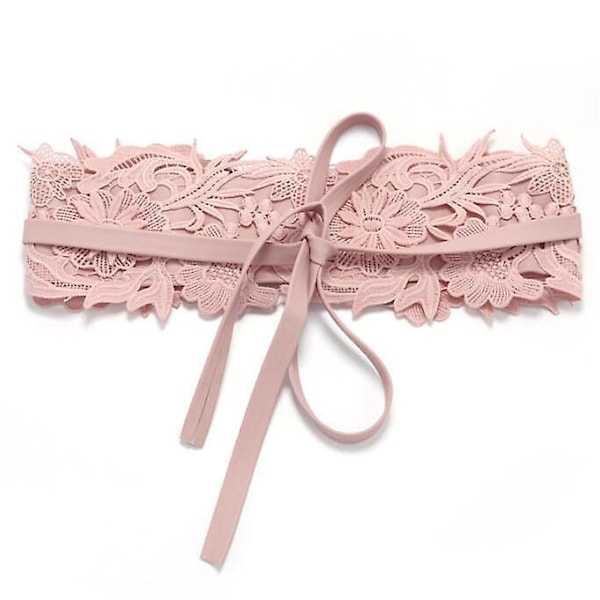 Dam Spets Midjebälte Boho Band Korsett Rosett Omlott Midjeband Cinch Pink