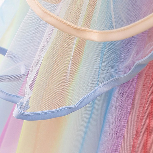 Prinsessa Flickklänning Festklänning Regnbåge Spets Bollklänning Speciellt Tillfälle Bal Pink 130