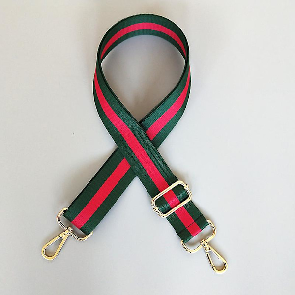 Laukun hihnan vaihto, olkahihna, ristihihna, raidallinen vaihtovyö green red green
