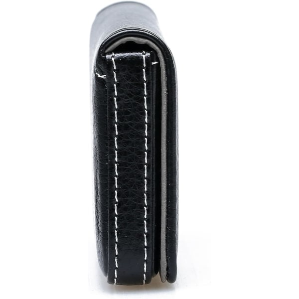 Läder visitkortsfodral med magnetiskt lås Black