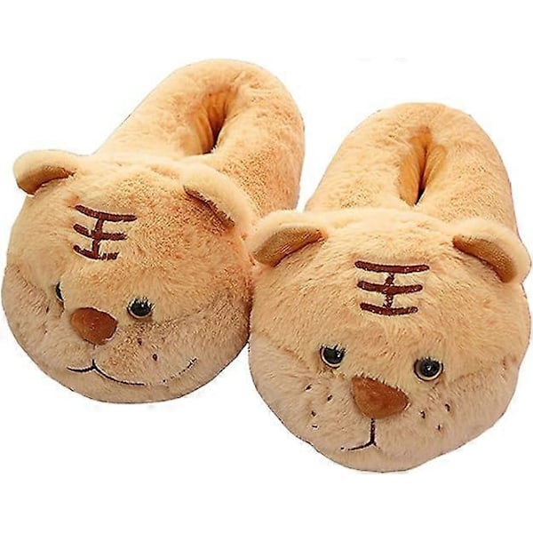 tigerWomen Tofflor Söta Gris Tofflor Cartoon Djur Tofflor Vinter Varma Tofflor Hem Luddiga Tofflor