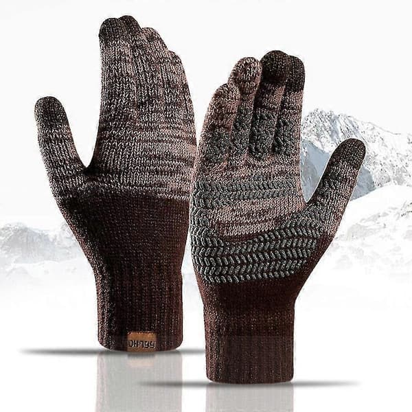 Strikkede Vinterhandsker til Kvinder og Mænd, Cashmere Strikkede Kvinder Efterår Vinter Varme Tykke Handsker Touch Screen Skihandsker Red