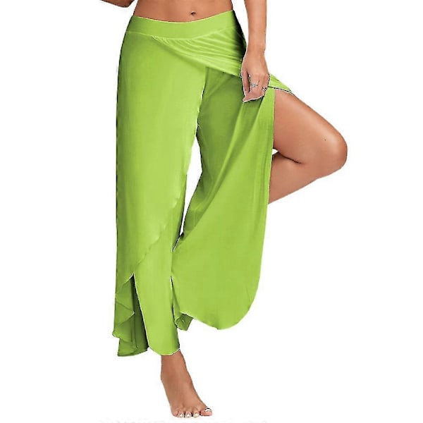 Yoga Byxor Dam Hippie Flowy Slit Byxor Harem Palazzo Yoga Split Byxor Lös Vida Ben Plus Size Flerfärgad Valfri Green 5XL