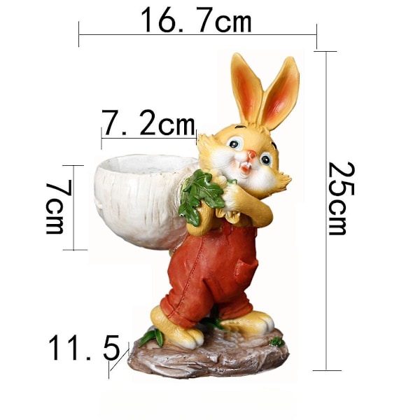 Påskhare Staty Blomkruka Balkongdekoration för Utomhusdekor Mångsidig Vit Yellow 16.7cmx11.5cmx25cm
