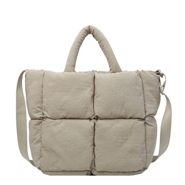 Stor håndveske i quiltet design, skulderveske. Hold orden enkelt for kvinner Beige