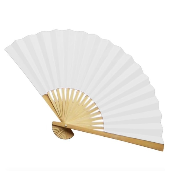 Simple Fan in wood and paper White