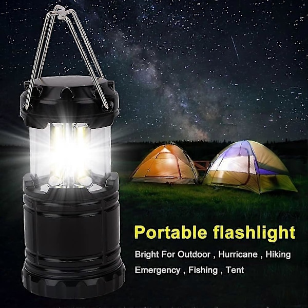 Bärbar LED Campinglampa med Vikbar Krok, Vattentät Lampa, Batteridriven Lampa, Bärbar Campinglampa, Lämplig för Orkan, Nödsituation, Familj