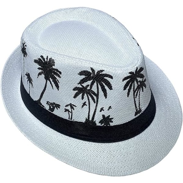 Hawaiian Fedora Straw Hats for Men Women Unisex Trilby Panama Summer Sun Jazz Costume Party Cap