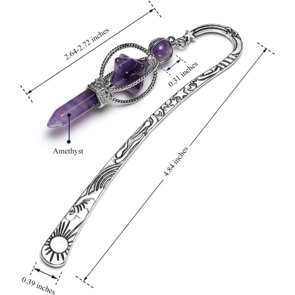 Metalliametisti Kristalli Kirjanmerkki Kristallit Jalokivi Ripus - Täydellinen