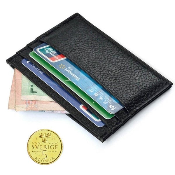 Leather card holder Wallet with bill compartment and ID card pocket Black