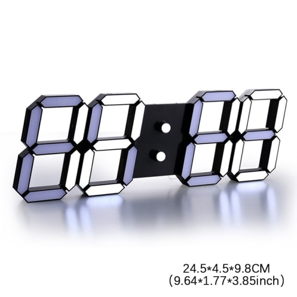 3D LED Digital Væg Glowing Nattilstand Justerbar Sort Black