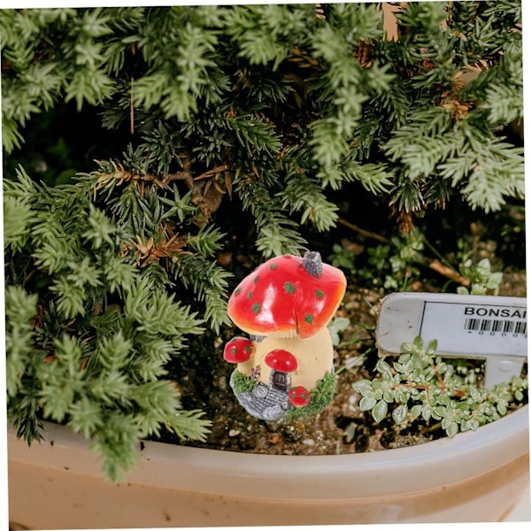 Miniatyr svamp prydnad terrarium tillbehör svamp hus miniatyr svamp hus statyer tillbehör för terrarium dekor glas prydnader Red and Yellow Edge