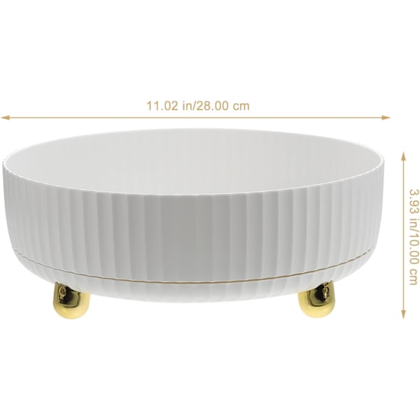 Roterende makeup-arrangør smykker kosmetisk opbevaringsbakke roterende opbevaringshylde rund drejeskive kosmetik opbevaringsholder White
