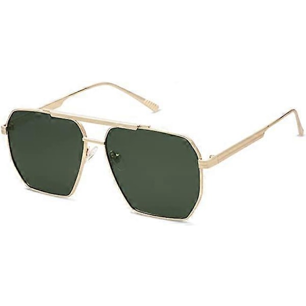 Retro Oversized Fyrkantiga Polariserade Solglasögon unisex Vintage Shades UV400 Klassiska Stora Solglasögon i Metall