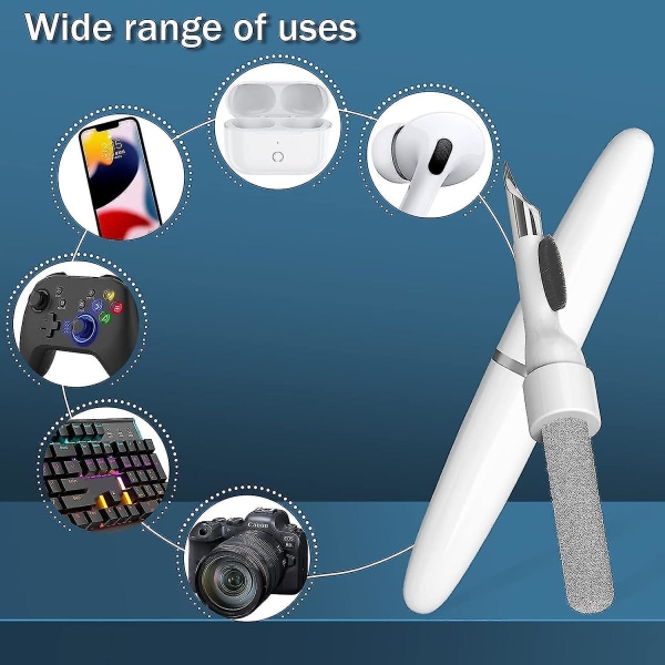 Vallankumouksellinen 6-in-1 Cleaner Kit Airpods 1/2/3/ Pro -kuulokkeet kuulokkeet ja case Näppäimistö, syväpuhdistustyökalut harjalla iPhonelle, näppäimistö, WA Ivory