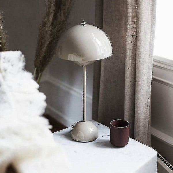 Nordisk genopladelig blomsterbordlampe sengebordslampe bordlampe svampe soveværelse borddekoration sengebordslampe natlamper [hk] Mørkegrå Dark Grey