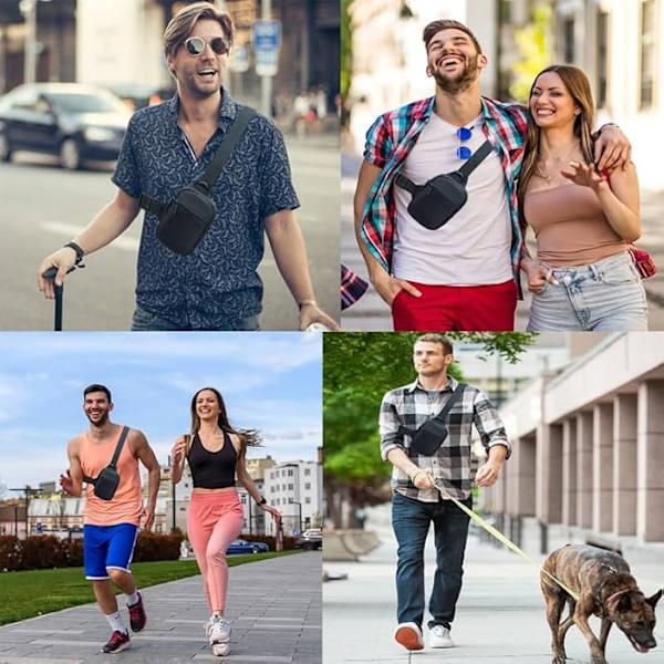 Sling Bag, Vandtæt Brysttaske til Mænd og Kvinder, Minitaske med Lynlås, Let Rygsæk til Rejser Vandreture Cykling Camping
