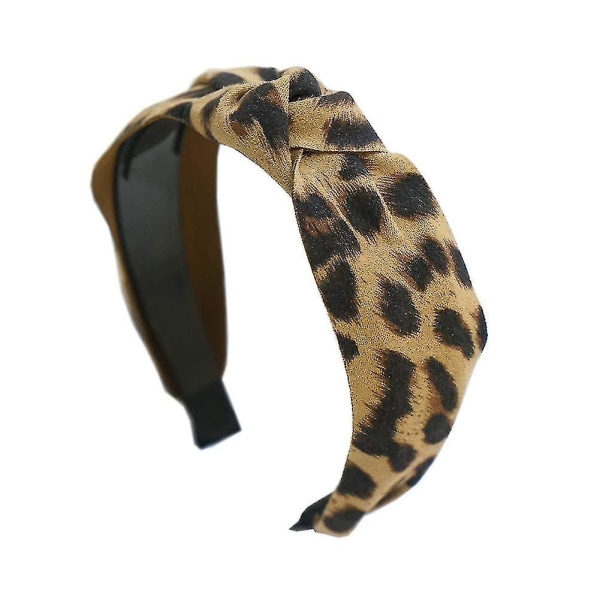 Kvinner Pannebånd Sløyfe Bred Leopard Print Knot Knotted Cheetah Pannebånd Criss Cross Bue Head Wrap Hårbånd For Julegaver Til Jenter Mørk Kaffe