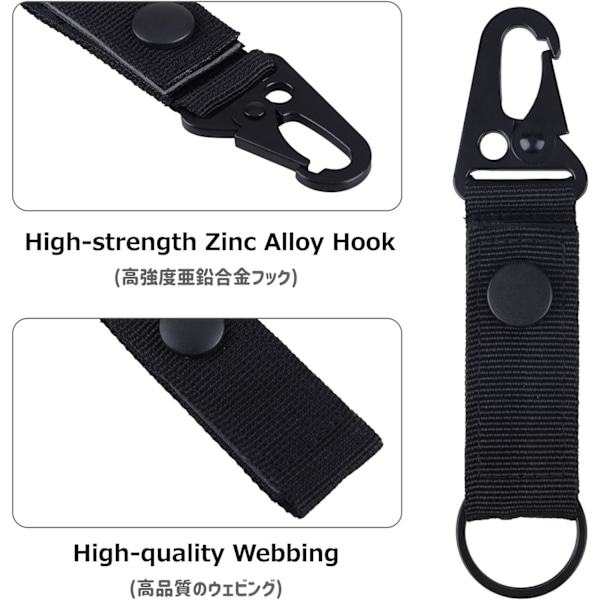 Taktisk hengebelte webbing karabinkrok spenne stropp nylon snapkrok klips, nøkkelring nøkkelholder ring taktisk ryggsekk klips