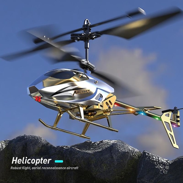 Kaukosäädinhelikopteri Kaukosäädin Rc-helikopteri LED-valolla - 2-kanavainen minihelikopteri lapsille ja aikuisille sisäkäyttöön Paras helikopterilelu Gi Yellow